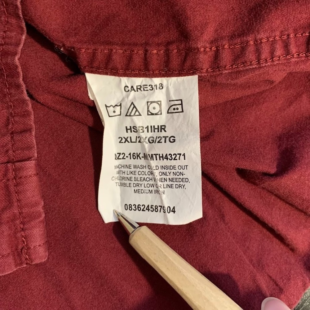 Wrangler Short Sleeve Red Button Up Short Sleeve Shirt 100% Cotton Men's 2XL - Picture 6 of 7